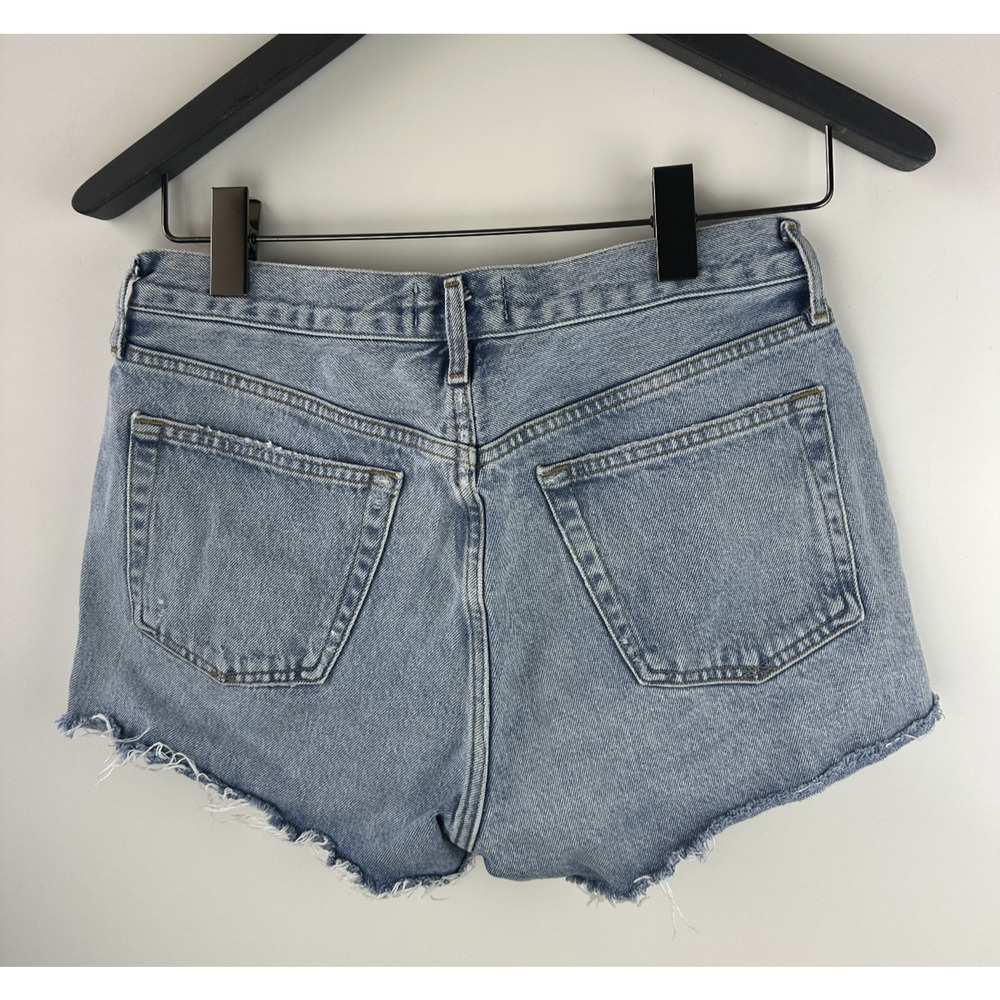 Agolde Parker Cut Off Distressed Jean Shorts Raw Hem Blue Denim Women's Size 27 - Picture 11 of 12